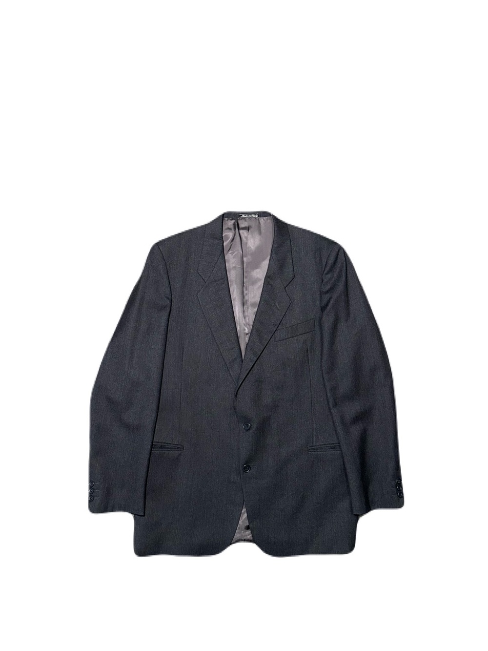 Mani By Giorgio Armani Mens 42 L Double Breasted Wool Blazer VTG Gray pinstripe